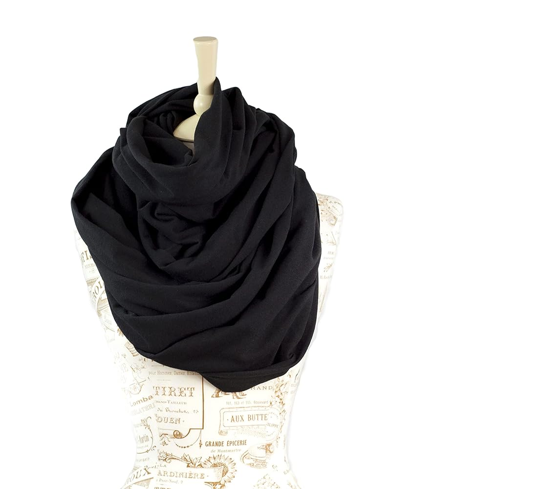 Amazon.com: Chunky Oversized Jersey Infinity Scarf (Black